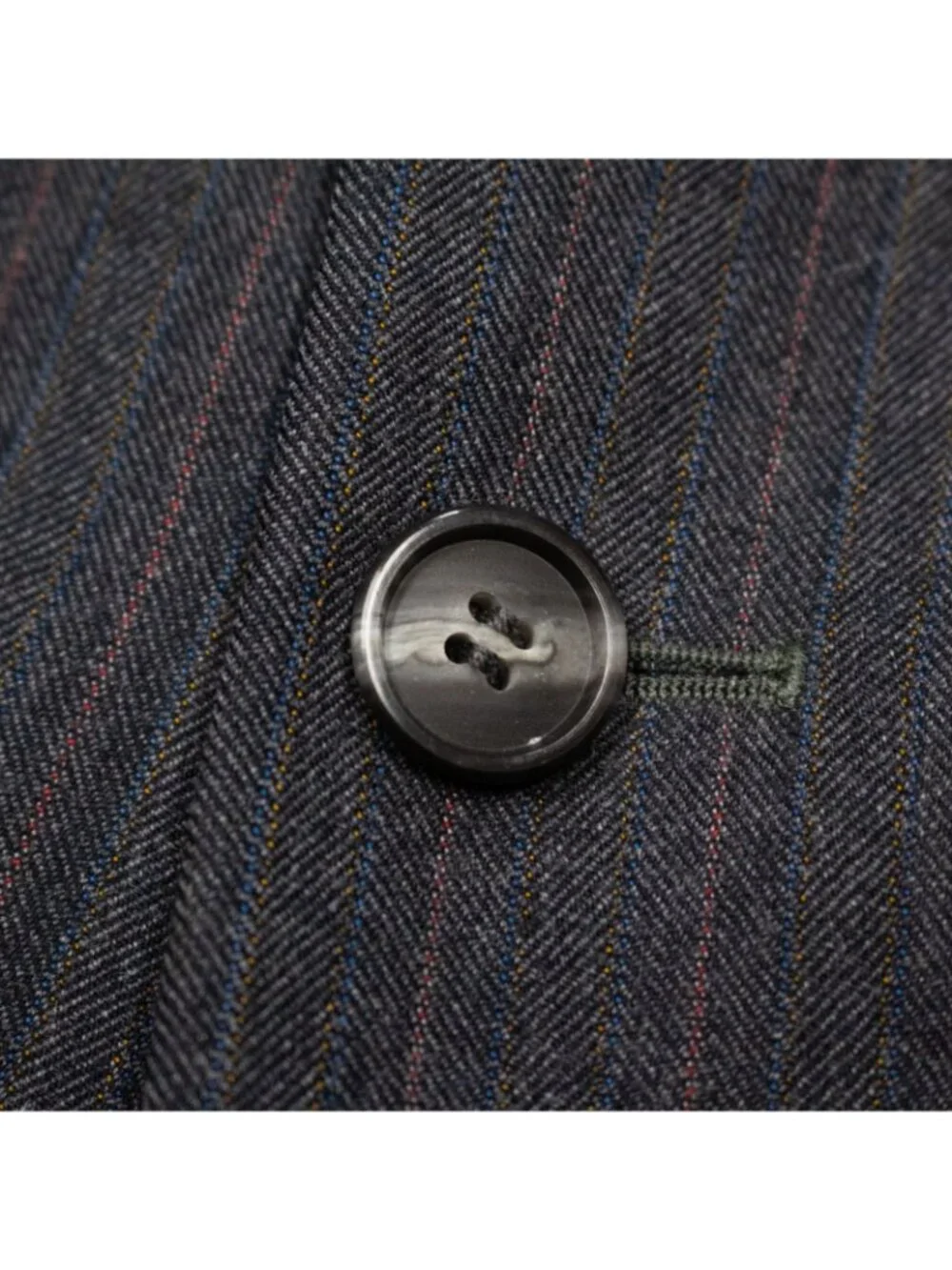 Vintage Bespoke Suit 80s Herringbone Striped England Wool 2pc Grey 48R 39x31